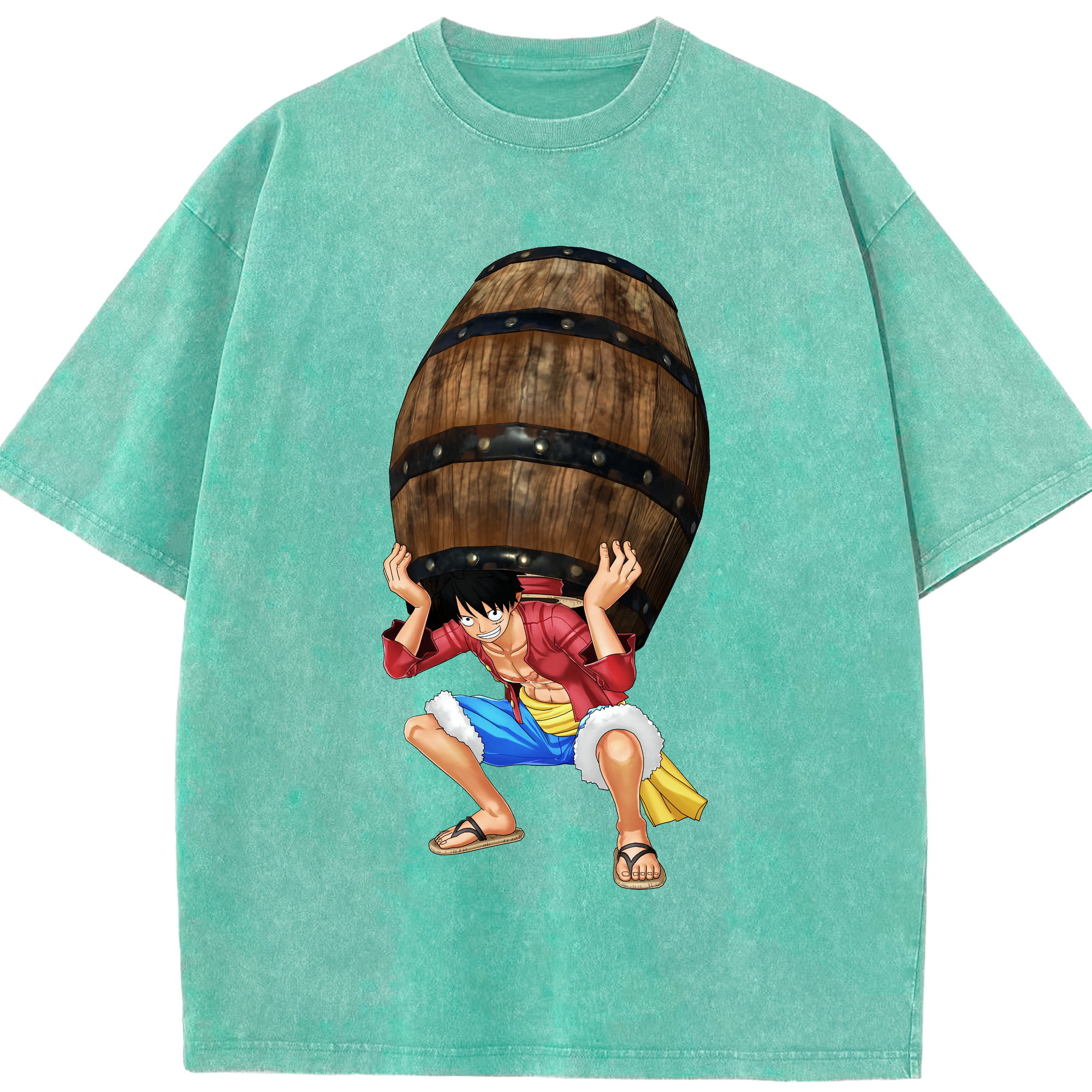 ワンピース モンキー・D・ルフィ ONE PIECE Monkey D. Luffy 綿100% ヴィンテージ風 半袖Tシャツ（フロントプリント）